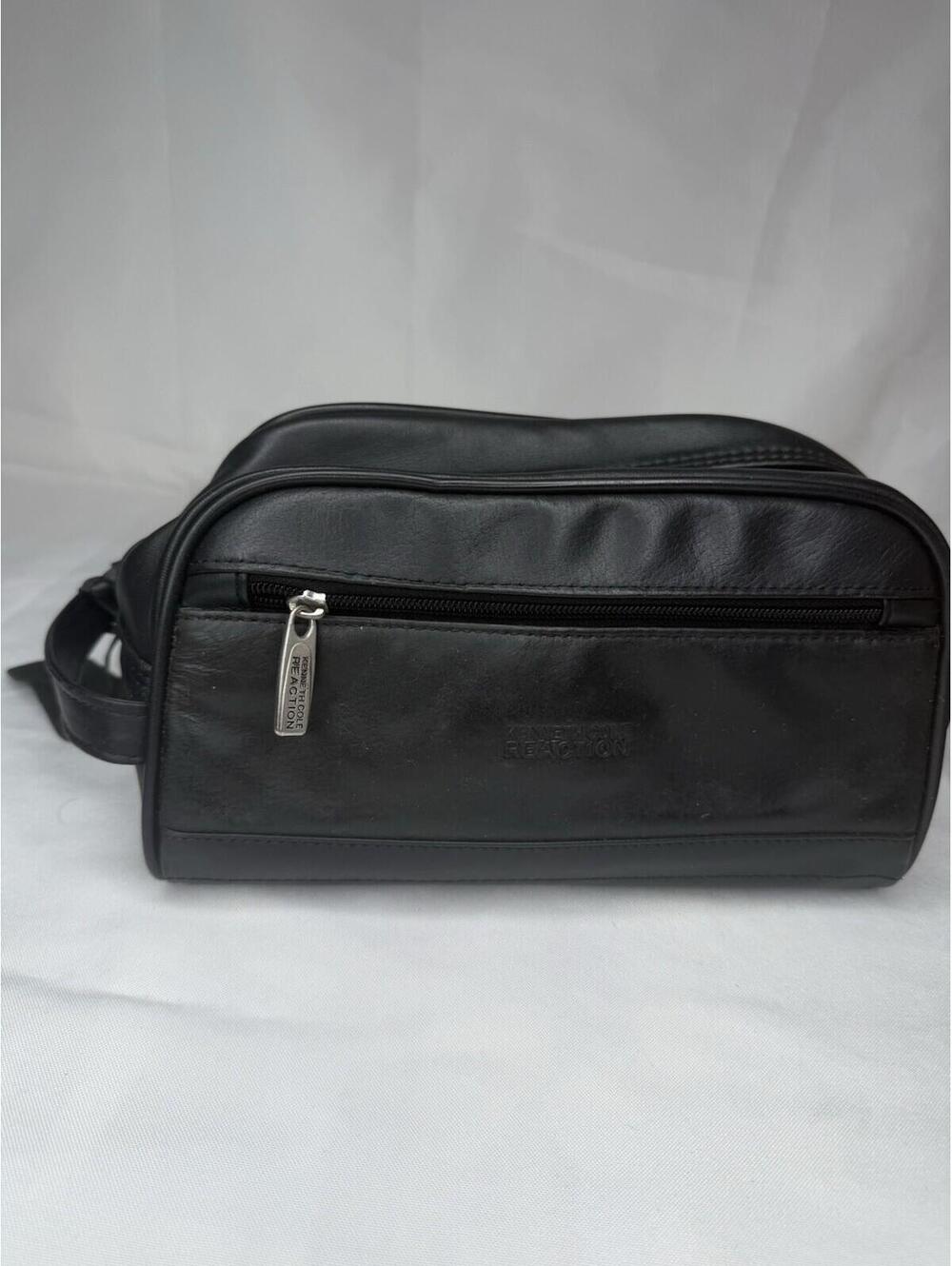 Toiletry Bag Kenneth Cole Reaction Leather Case Travel Bag Black 10”x6”x3”